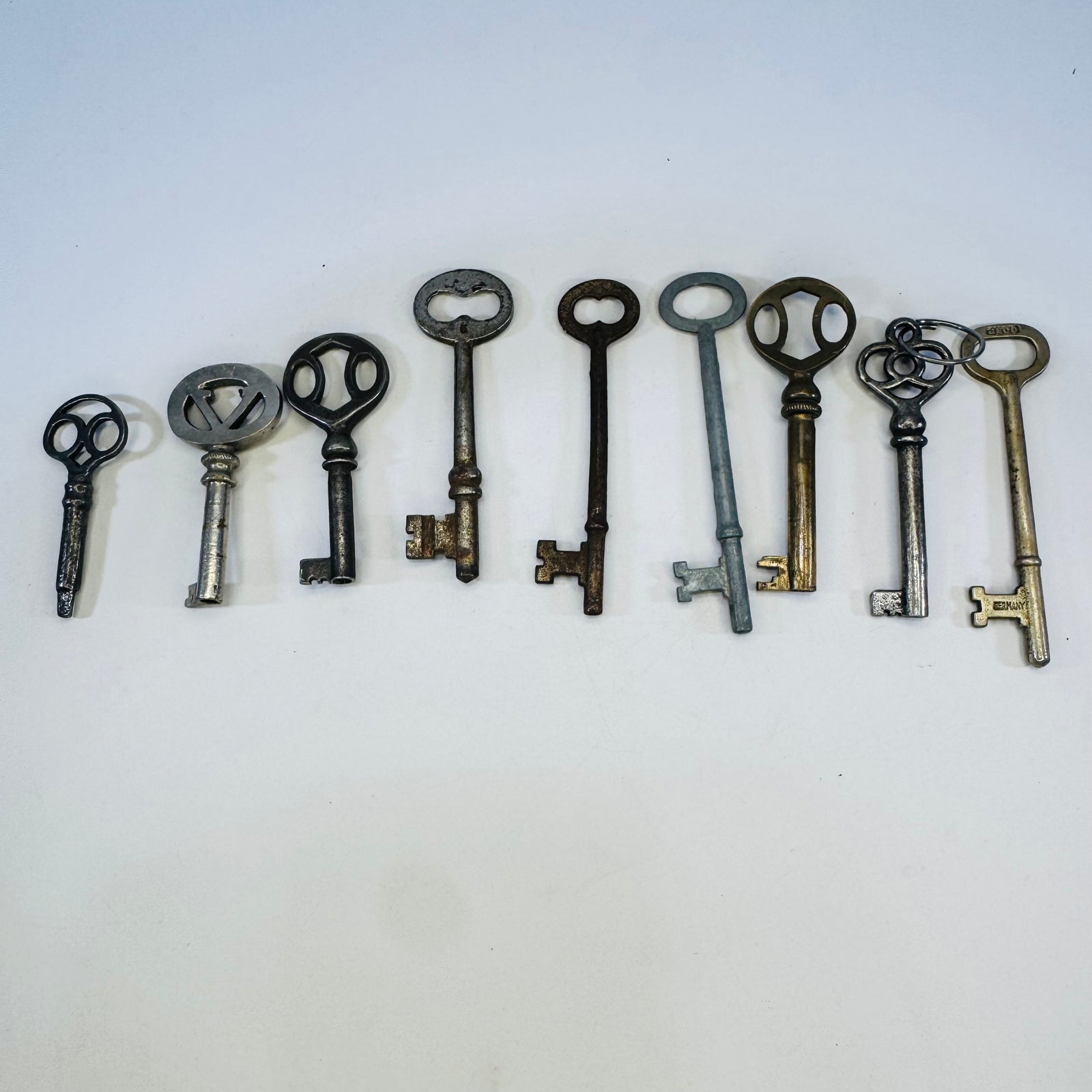 Vintage Skeleton Keys Lot of 9 Warded Keys Germany JECO
