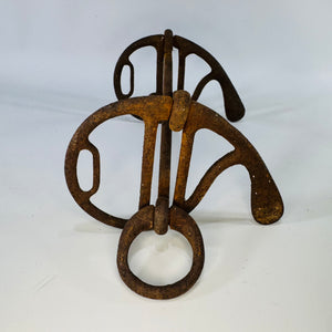 Vintage Iron Driving Horse Bit, 9 Inch Rusty Barn Find, Antique Carriage Bit, Primitive Farm Decor, Equestrian Wall Decor