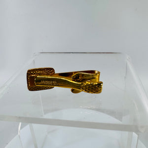 Vintage John Deere Tie Clip, Gold Tone Black Enamel Deere Logo, Mid Century Advertising Tie Bar, Leavens Attleboro Mass