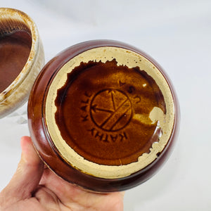 Kathy Kale McCoy Brown Drip Bowls Set of 2 1960s