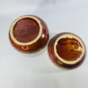 Kathy Kale McCoy Brown Drip Bowls Set of 2 1960s