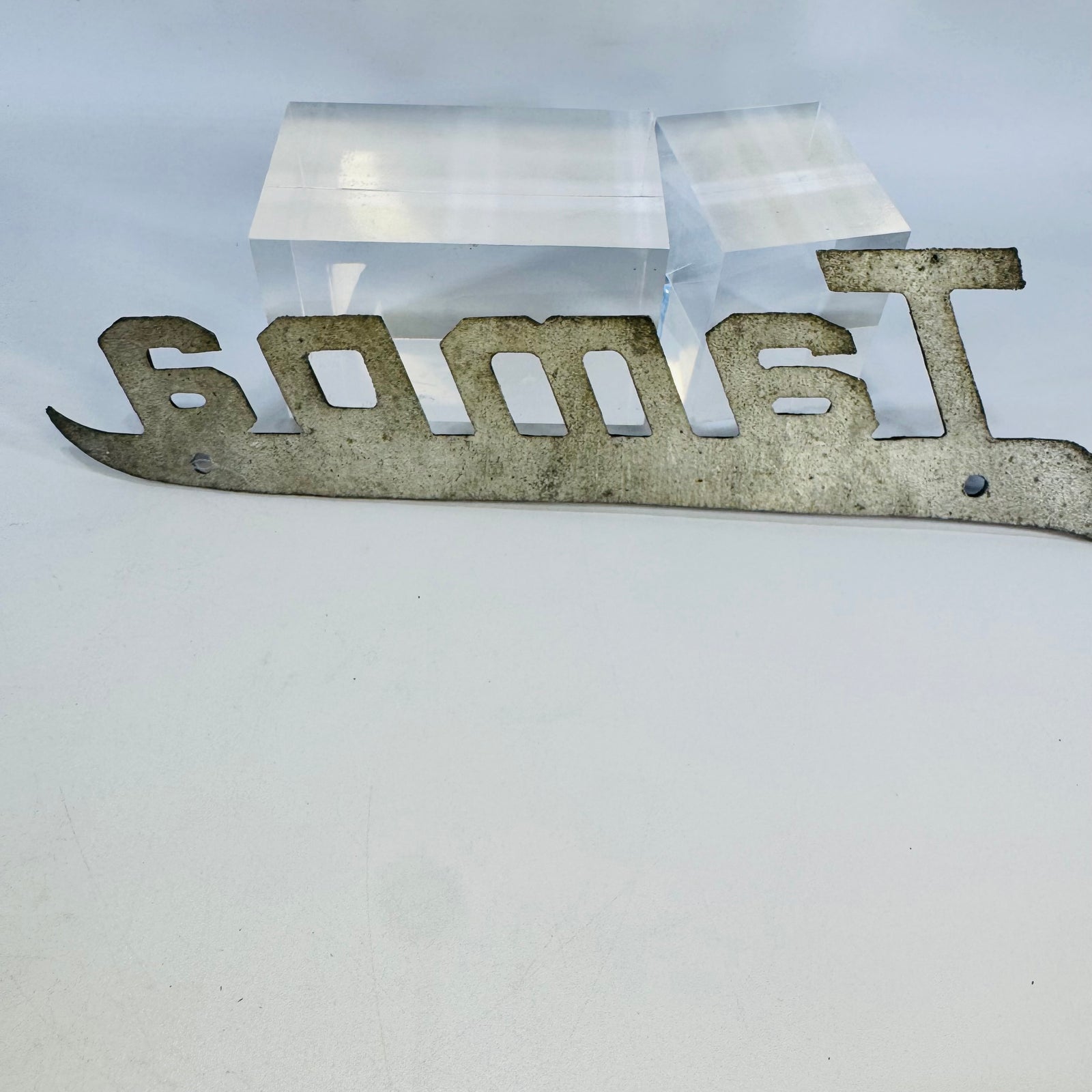 Vintage Tampa Script Metal Boat Emblem Nameplate Badge 9 Inch