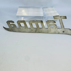 Vintage Tampa Script Metal Boat Emblem Nameplate Badge 9 Inch