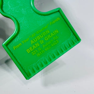 Vintage Auburn Bean & Grain Ice Scraper Advertising Plastic Car Window Scraper Green Farm Promo