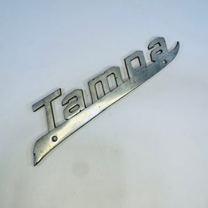 Vintage Tampa Script Metal Boat Emblem Nameplate Badge 9 Inch