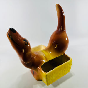 1950s Ceramic Dachshund Dresser Caddy Mens Valet Trinket Dish