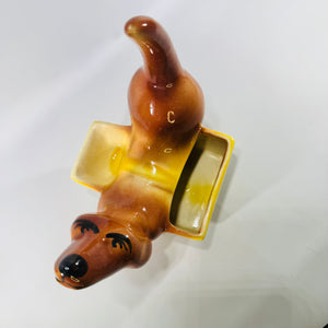 1950s Ceramic Dachshund Dresser Caddy Mens Valet Trinket Dish