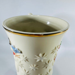 Lenox Very Merry Snowman Mug 16 oz, Gold Trim Porcelain Pedestal Cup, Discontinued Holiday Mug, 6” Tall Christmas Cocoa Mug