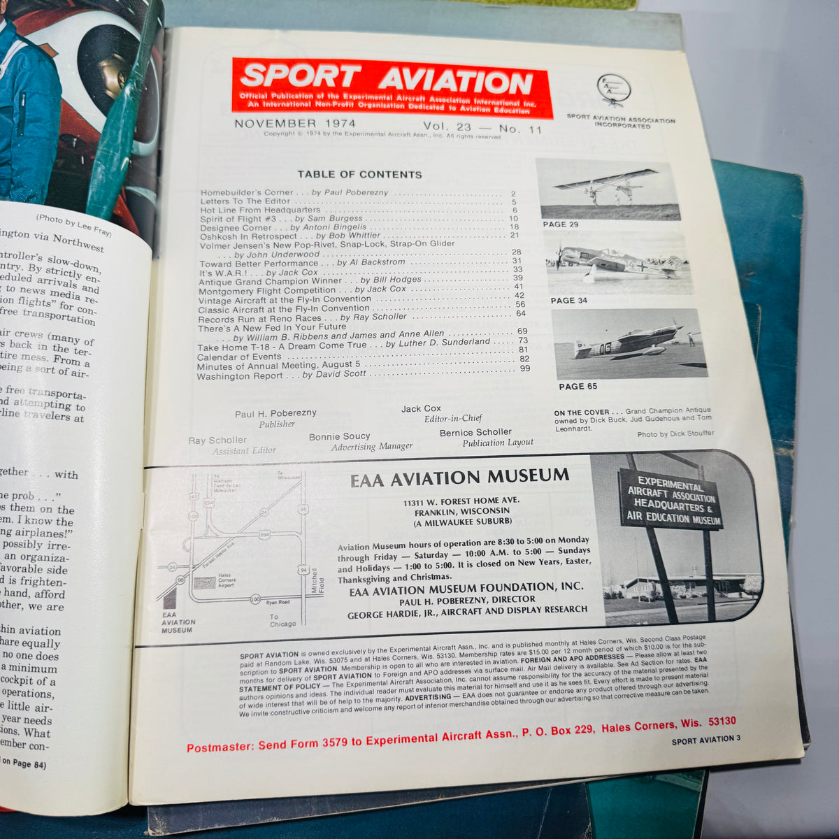 Vintage Sport Aviation Magazines 1974 Bundle — Full Year Minus August (11 Issues) — Experimental Aircraft Association | Small Plane Covers, Experimental Aviation