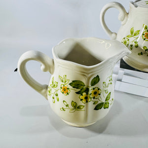 Petite Flora 4009 Ironstone Creamer Sugar Bowl Set 1970s Japan