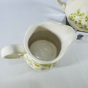 Petite Flora 4009 Ironstone Creamer Sugar Bowl Set 1970s Japan