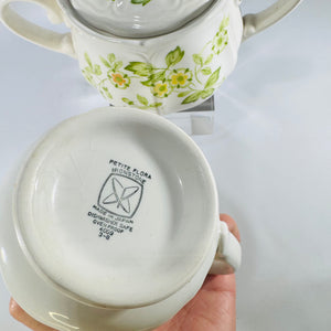 Petite Flora 4009 Ironstone Creamer Sugar Bowl Set 1970s Japan