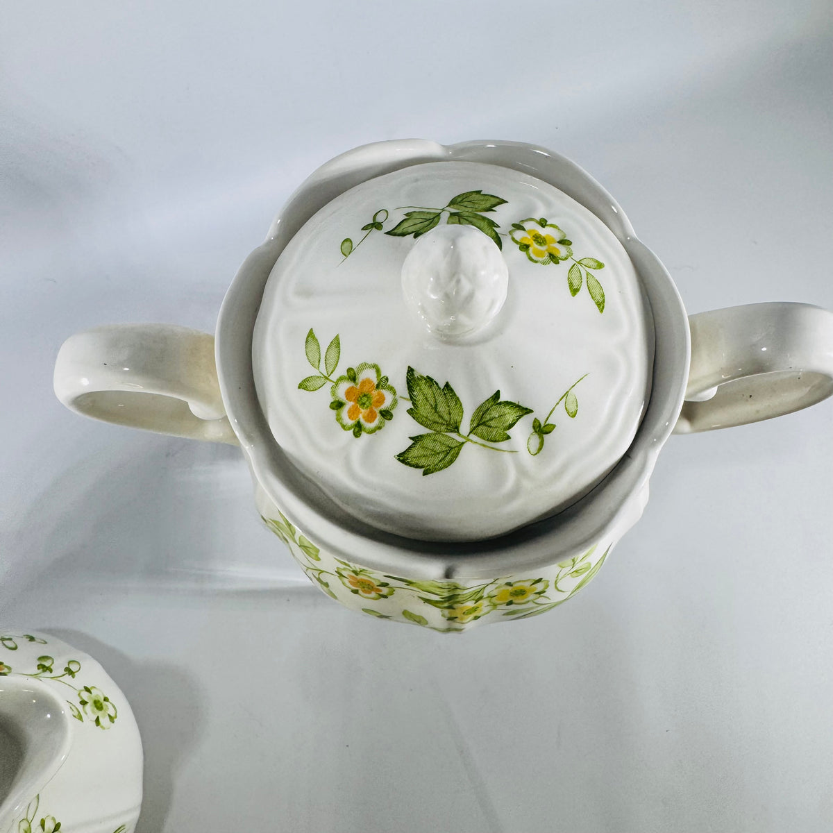 Petite Flora 4009 Ironstone Creamer Sugar Bowl Set 1970s Japan