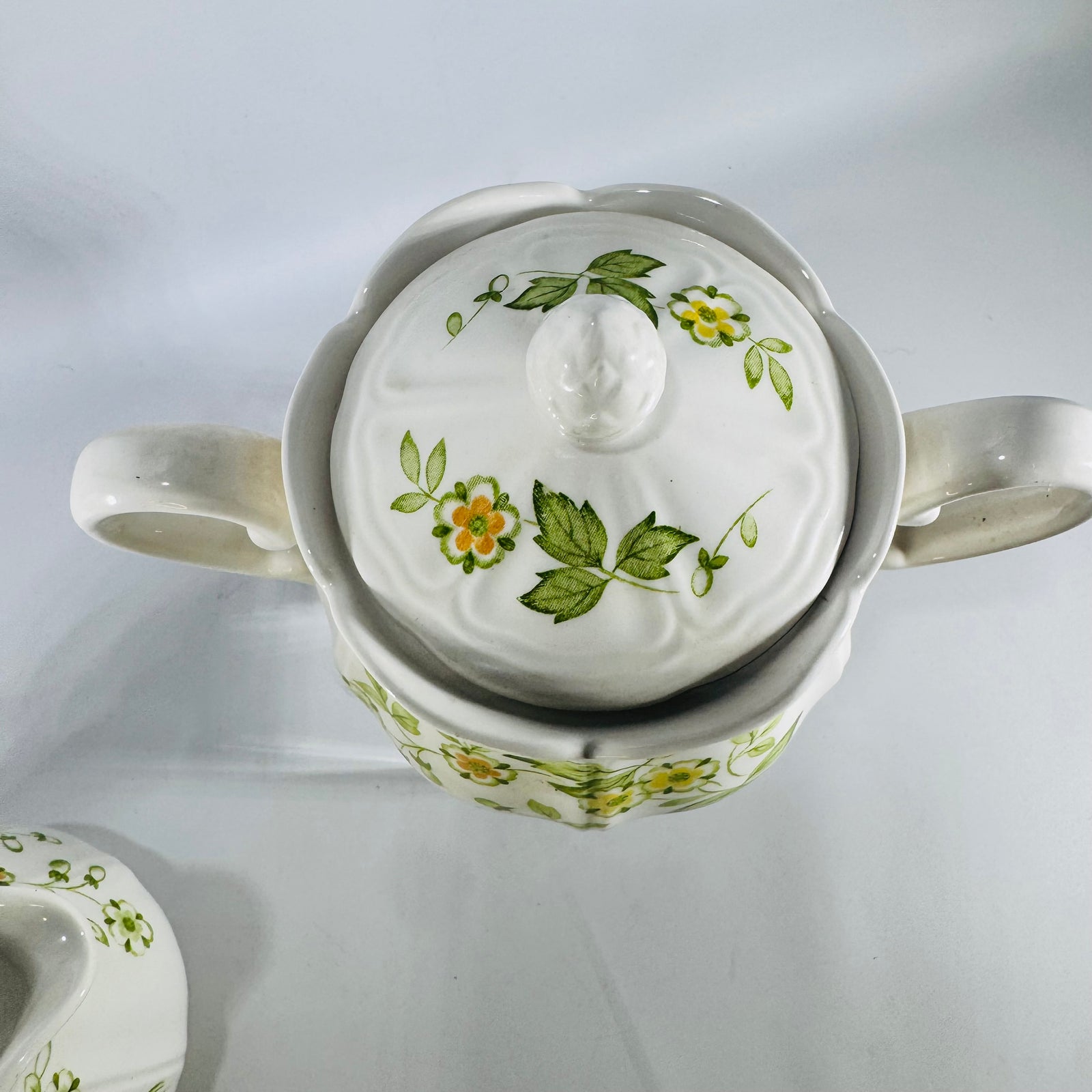 Petite Flora 4009 Ironstone Creamer Sugar Bowl Set 1970s Japan