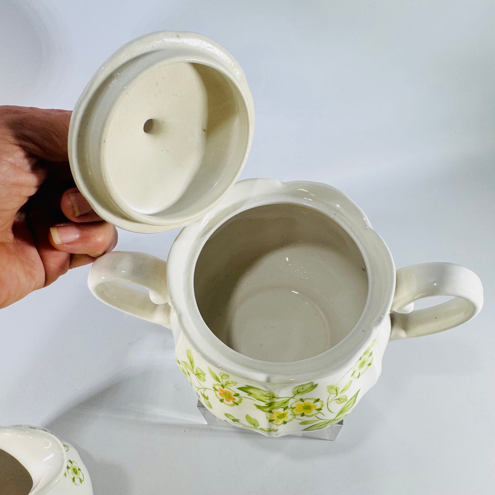 Petite Flora 4009 Ironstone Creamer Sugar Bowl Set 1970s Japan