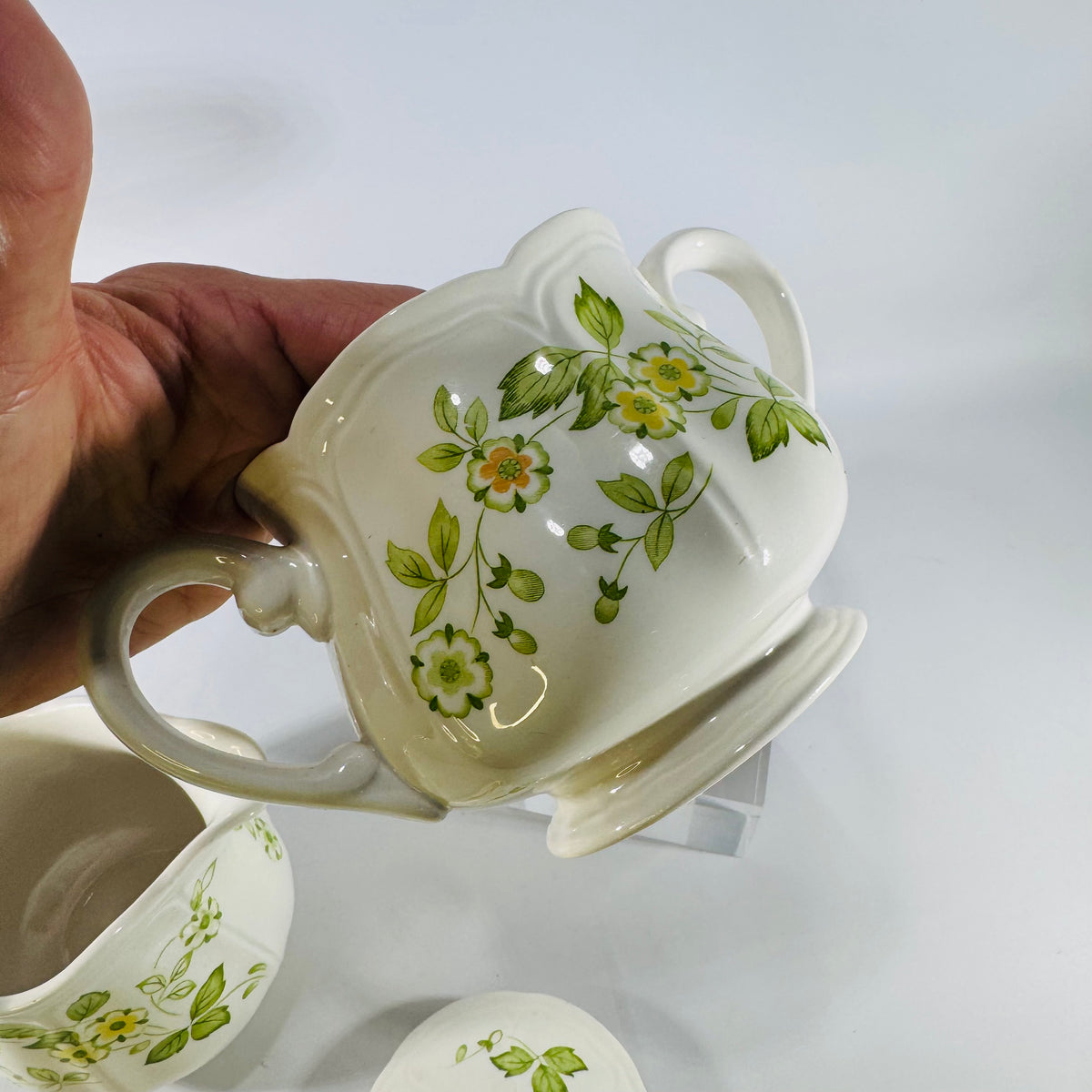 Petite Flora 4009 Ironstone Creamer Sugar Bowl Set 1970s Japan