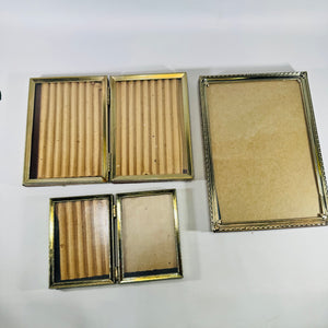 Vintage Gold Tone Picture Frame Set of 3 Bifold Easel Back