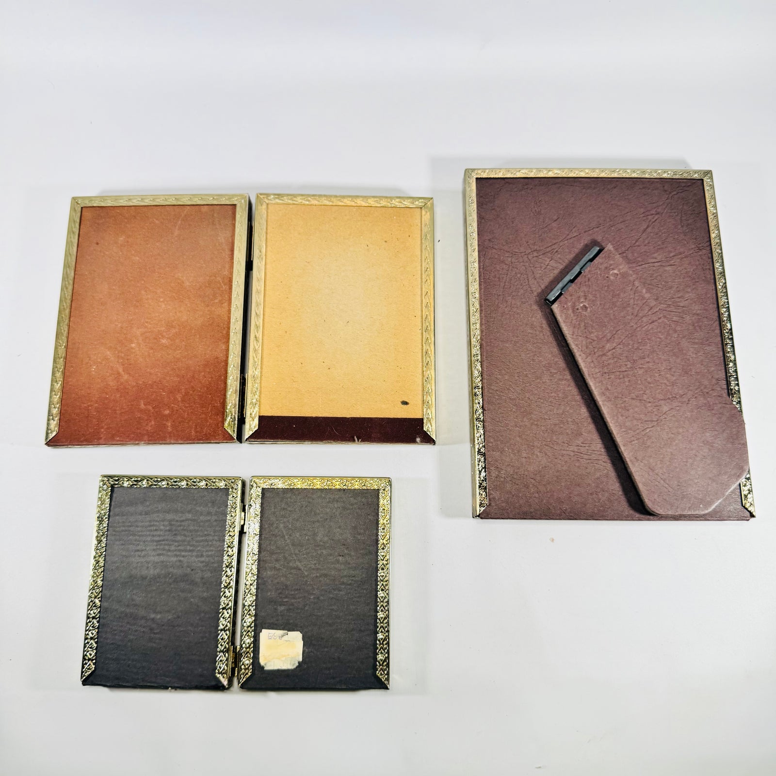 Vintage Gold Tone Picture Frame Set of 3 Bifold Easel Back