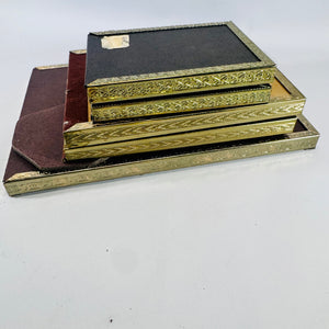 Vintage Gold Tone Picture Frame Set of 3 Bifold Easel Back