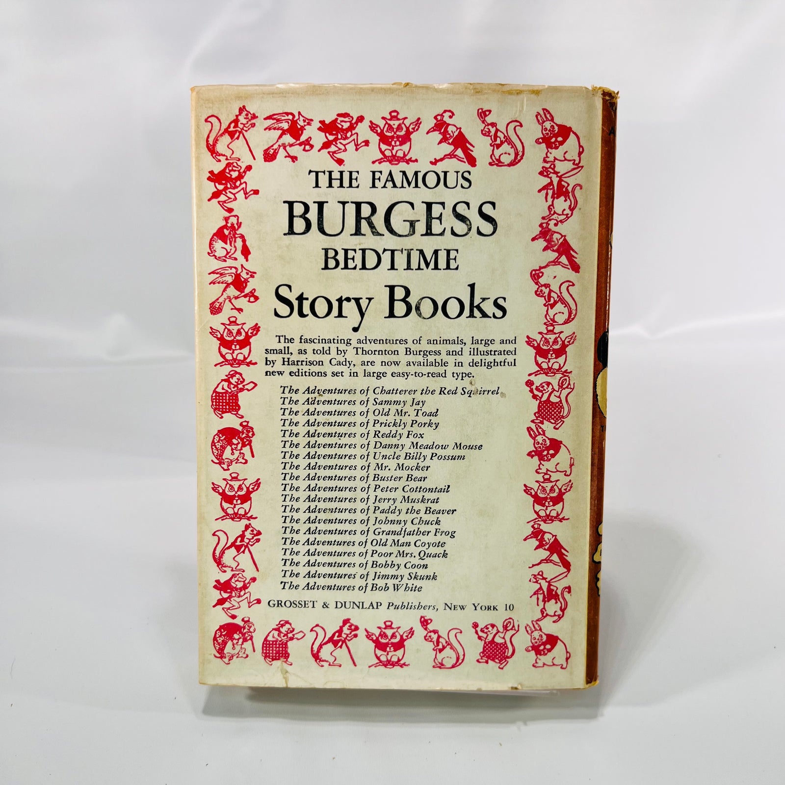 Back of the dust jacket with The Famous Burgess Bedtime Story Books list