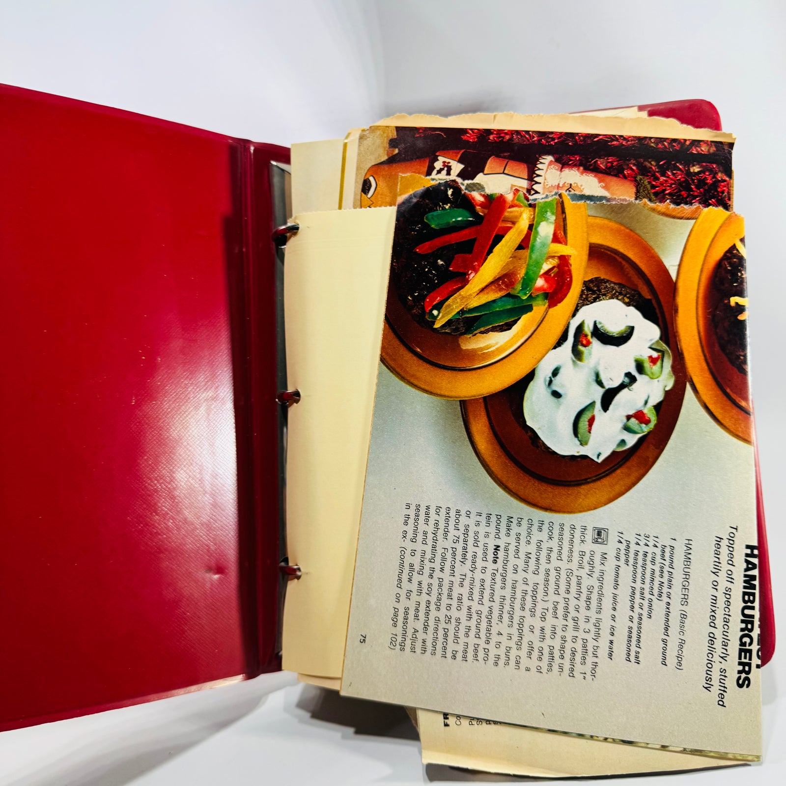 Vintage Recipe Organizer Binder — My Favorite Recipes Red 3-Ring Recipe Keeper— | Blank Pages, Envelopes, Saved Family Recipes, Culinary Ephemera