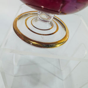 Vintage Purple Hand Blown Perfume Bottle Glass Dauber Gold Trim 7 Inch Egyptian Style Vanity Bottle