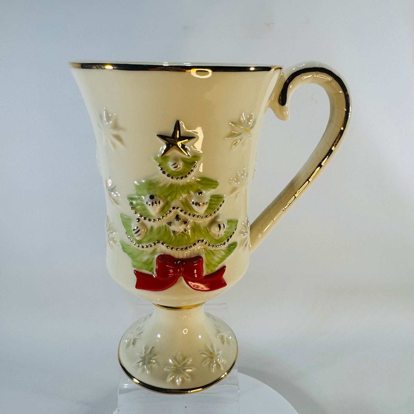 Lenox Very Merry Christmas Mug Tree Footed Ivory China 24K Gold Trim Not Personalized Discontinued 2009