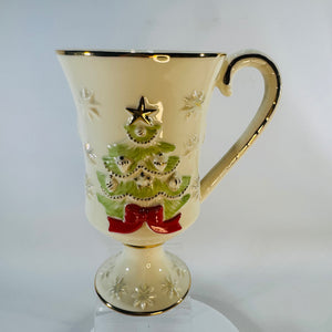 Lenox Very Merry Christmas Mug Tree Footed Ivory China 24K Gold Trim Not Personalized Discontinued 2009