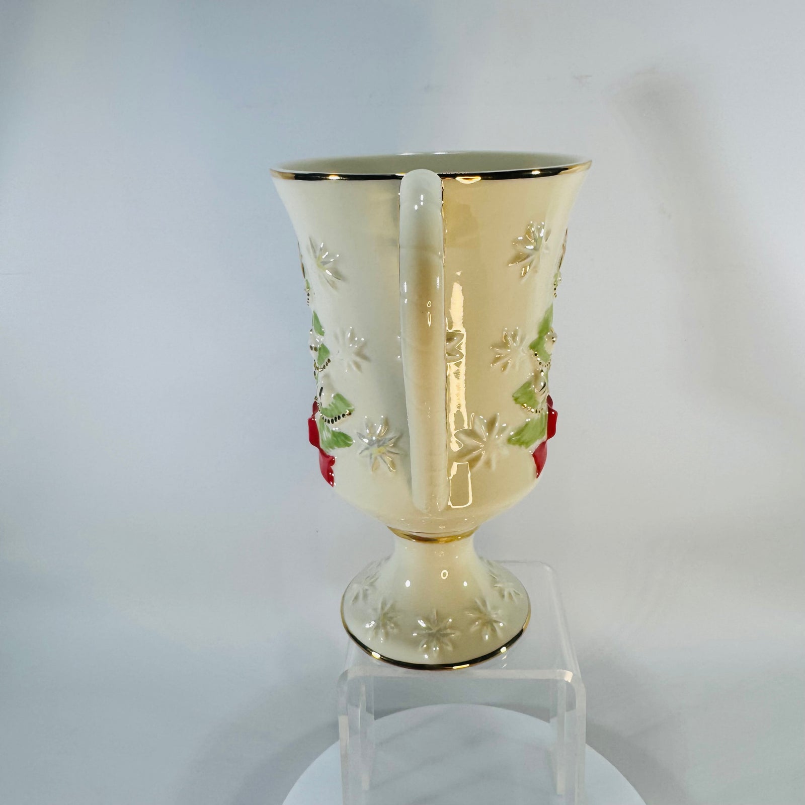 Lenox Very Merry Christmas Mug Tree Footed Ivory China 24K Gold Trim Not Personalized Discontinued 2009
