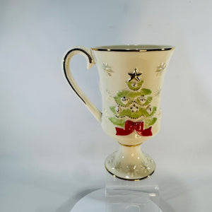 Lenox Very Merry Christmas Mug Tree Footed Ivory China 24K Gold Trim Not Personalized Discontinued 2009