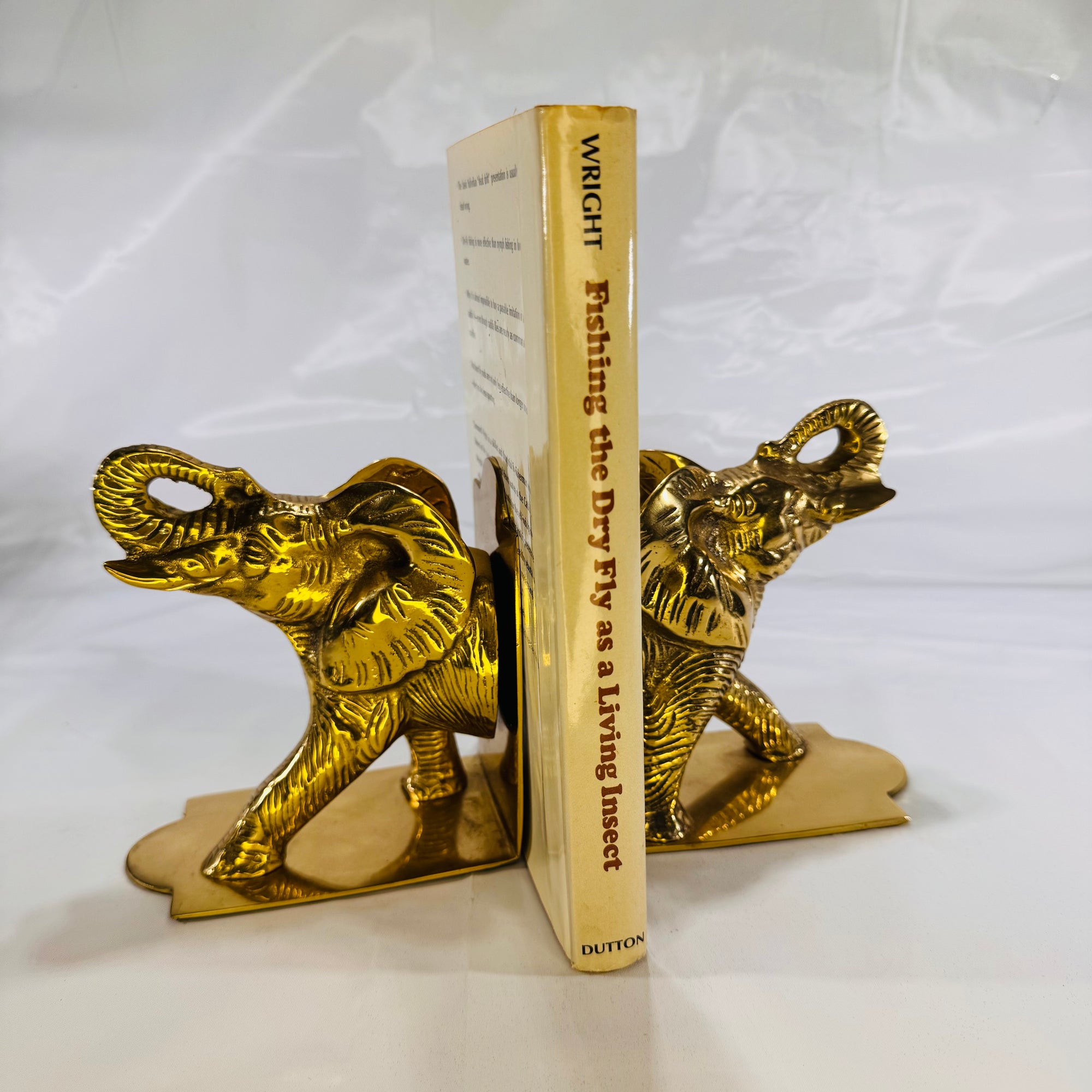 Ornate Metal Elephant Bookends, Vintage Decorative Pair