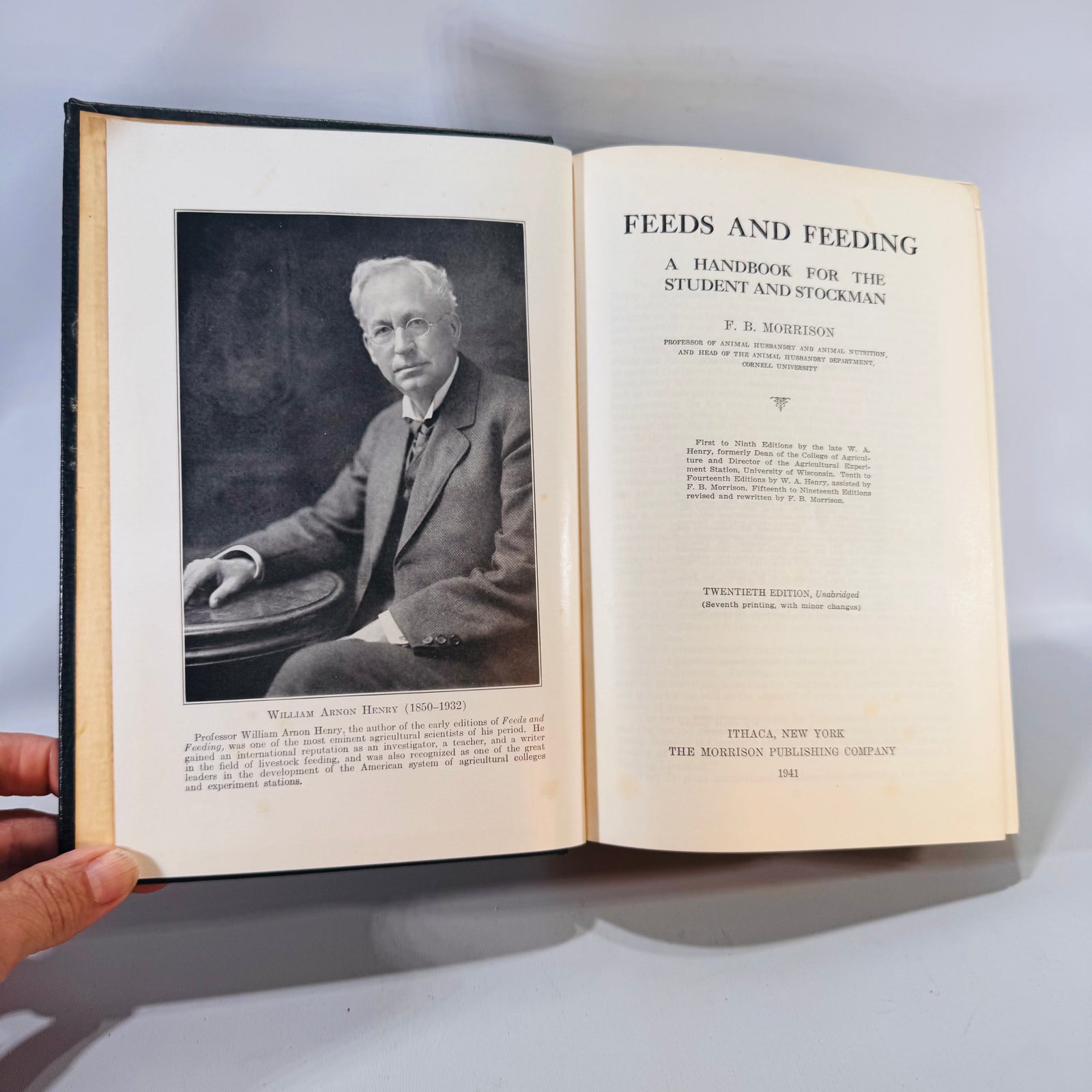 Feeds and Feeding 1941 — Morrison 20th Edition Livestock Nutrition Handbook, an authoritative reference charts, graphs, and B&W farm photos