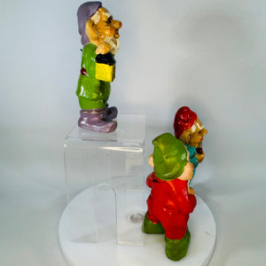 Vintage Japan Elf Gnome Figurines Set of 3, Chalkware Christmas Ornaments, 1950s 1960s Shelf Sitters, Cottagecore Fairy Garden Decor