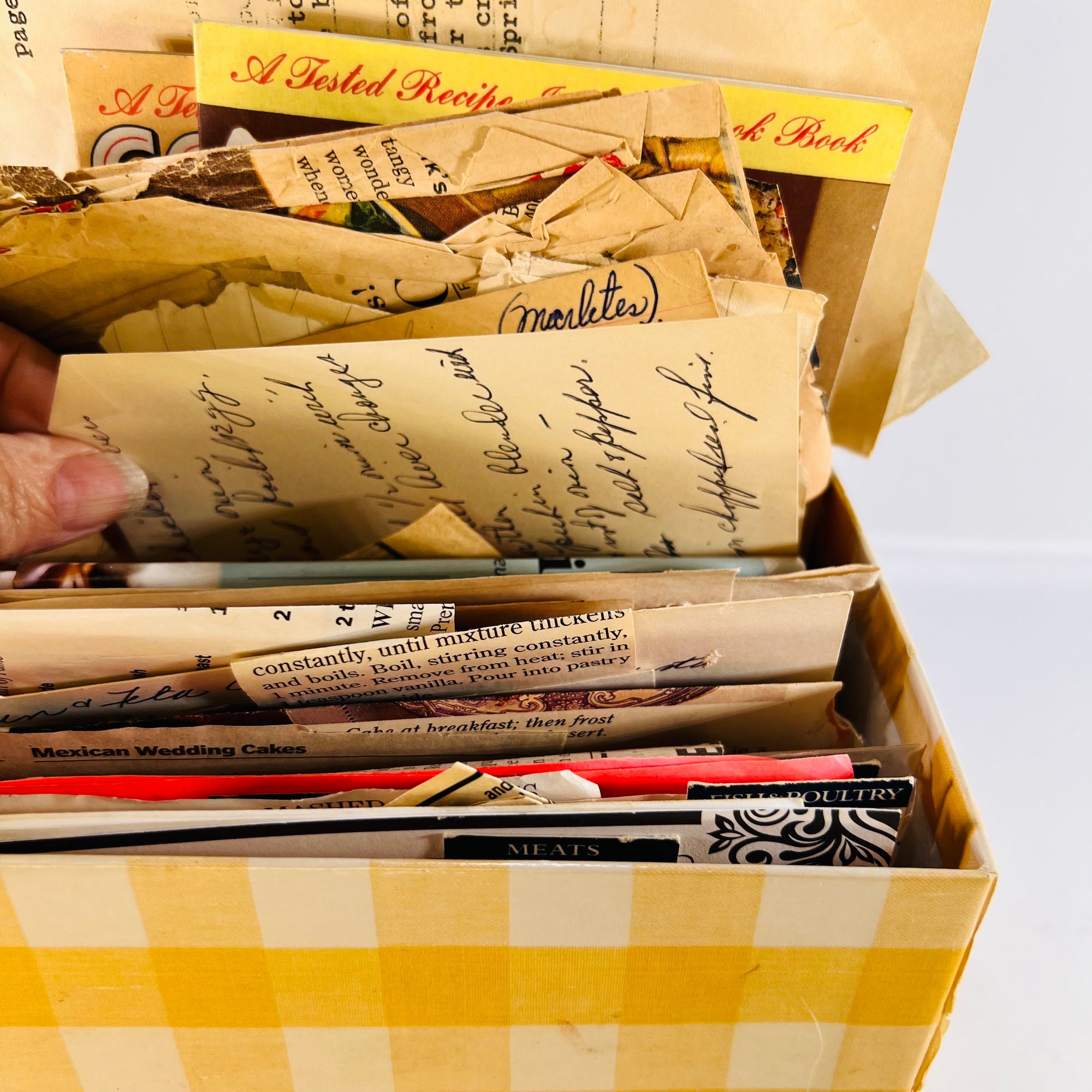 Vintage Recipe Box Packed Full of Handwritten & Newspaper Recipes
