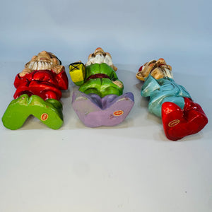 Vintage Japan Elf Gnome Figurines Set of 3, Chalkware Christmas Ornaments, 1950s 1960s Shelf Sitters, Cottagecore Fairy Garden Decor