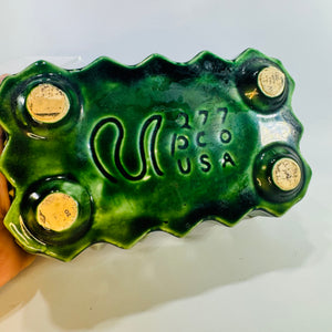 Vintage UPCO USA 276 Green Drip Glaze Planter, Mid Century Modern Ungemach Pottery Rectangle Planter, 7x5 Ceramic Succulent Pot