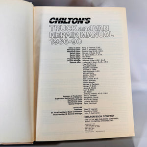 Automotive Repair Manual — Chilton’s Truck and Van Repair Manual 1986–90 (coverage 1986–90) — Chilton Book Company | Part No. 7902, Automotive Repair