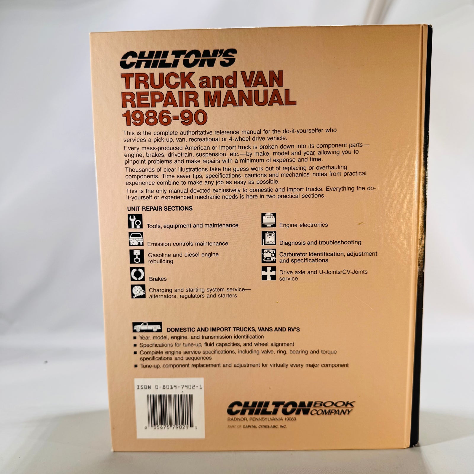 Automotive Repair Manual — Chilton’s Truck and Van Repair Manual 1986–90 (coverage 1986–90) — Chilton Book Company | Part No. 7902, Automotive Repair