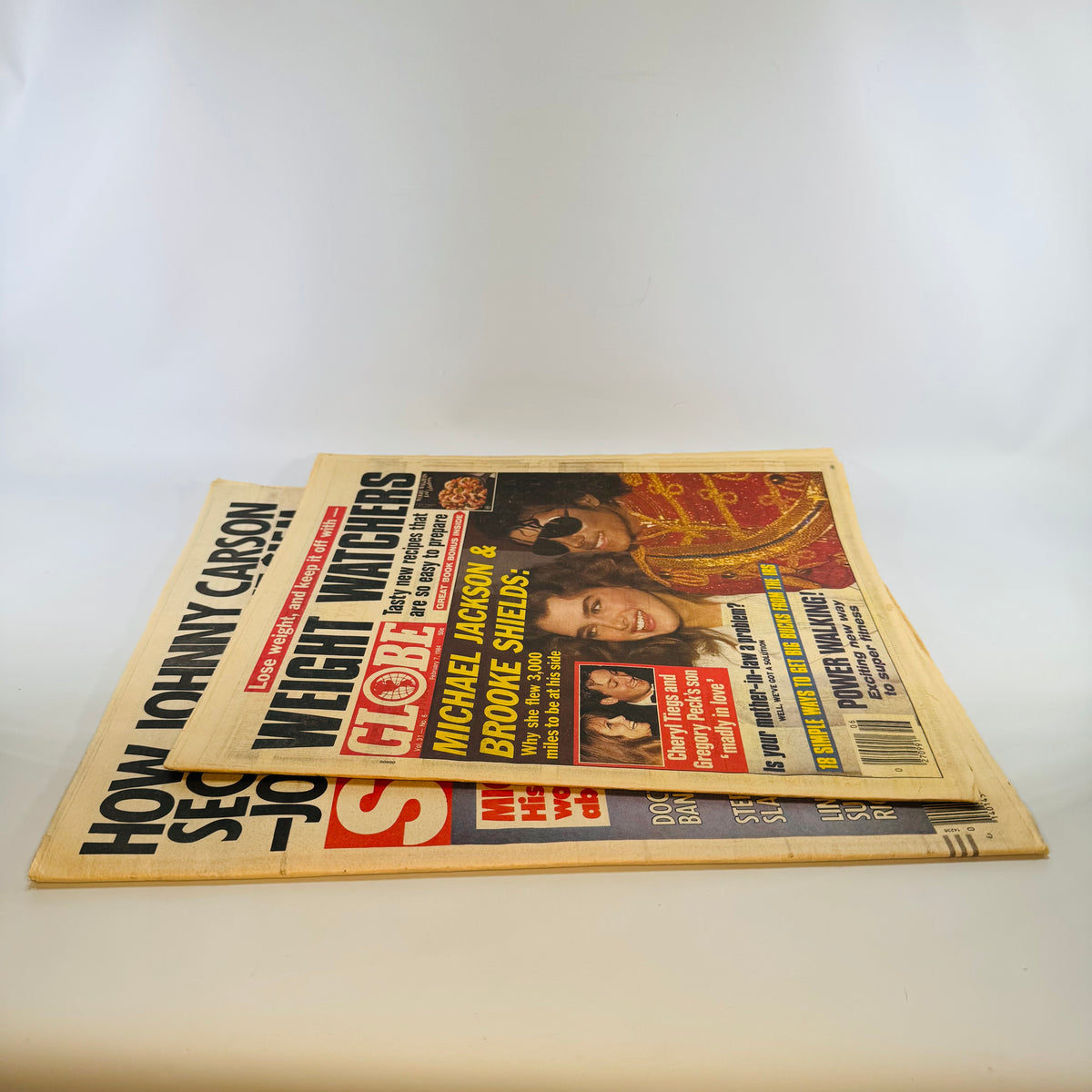 Vintage Michael Jackson Tabloid Pair — Globe Feb. 7, 1984 & Star Feb. 21, 1984 — Brooke Shields Cover Stories, Pop Culture / Celebrity Tabloid