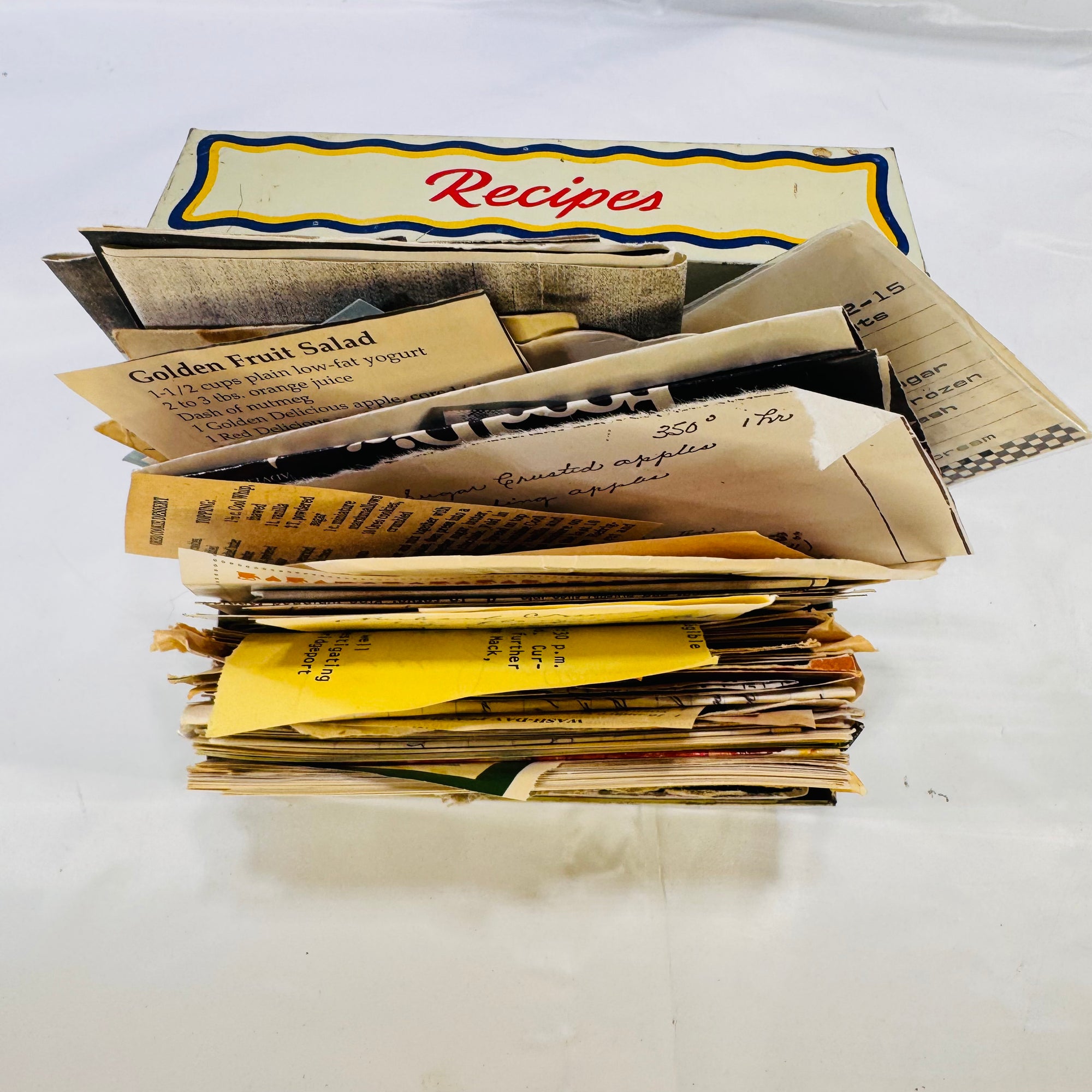 Vintage Recipe Box Packed Full of Handwritten & Newspaper Recipes