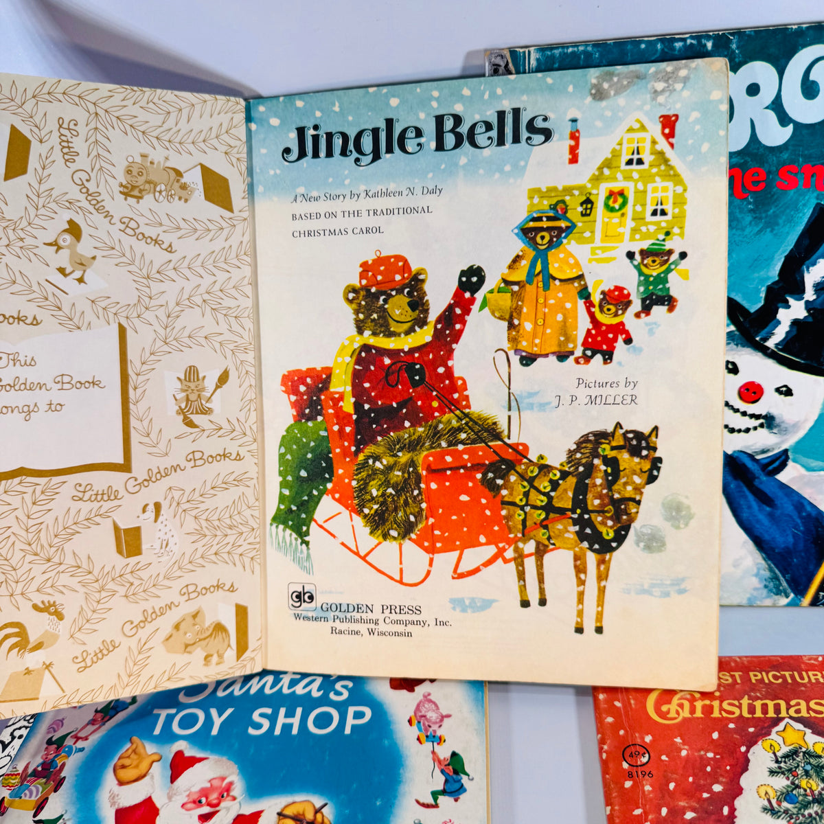 Vintage Christmas Children’s Book Bundle — Jingle Bells, Frosty the Snow Man, Santa’s Toy Shop & My First Picture Book of Christmas Carols — Little Golden Books + Rand McNally | Holiday Picture Books, Children’s Christmas Picture Books / Holiday Stories