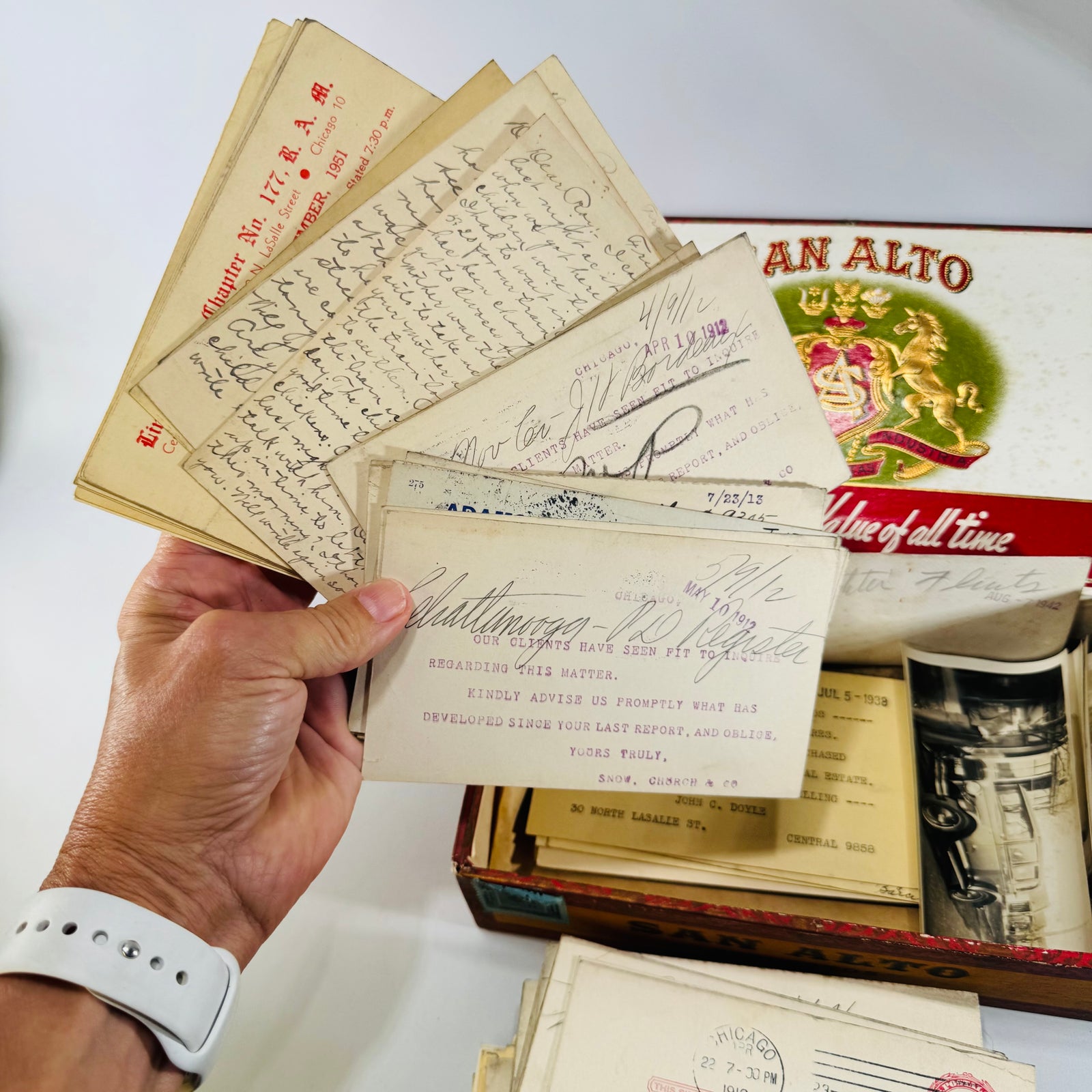 San Alto Perfectos Cigar Box with E.M. Priest Chicago Photo Letter Archive