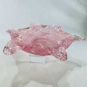 Fratelli Toso Pink Overshot Murano Starburst Glass Bowl