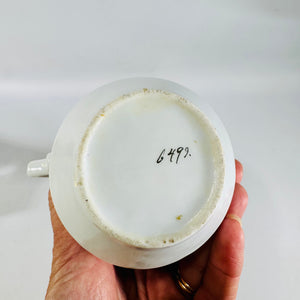 Orange Brown Floral Ceramic Creamer Mid Century Gold Trim