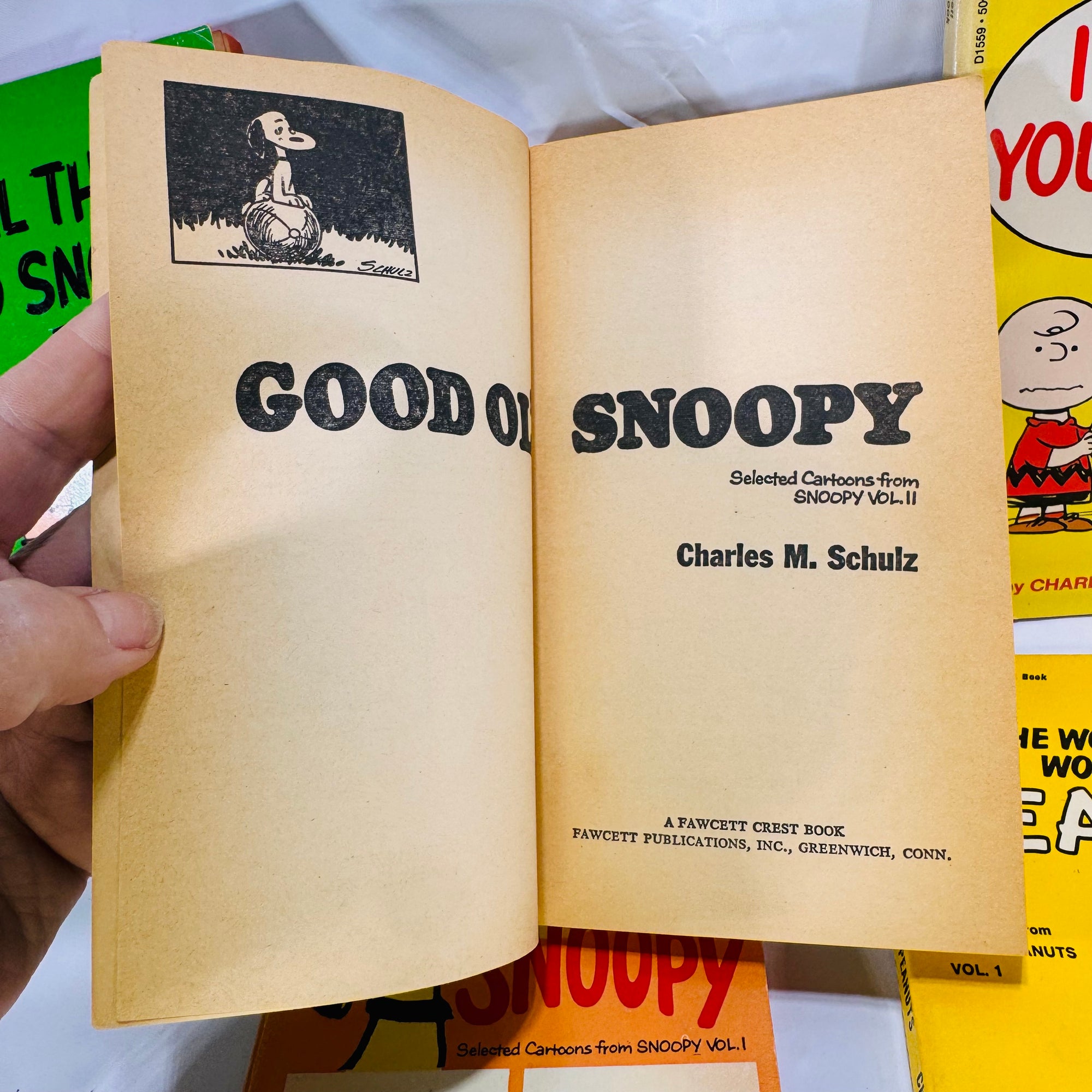 Seven Charlie Brown & Snoopy Cartoon Paperbacks by Charles M. Schulz (1954–1966), Fawcett Crest