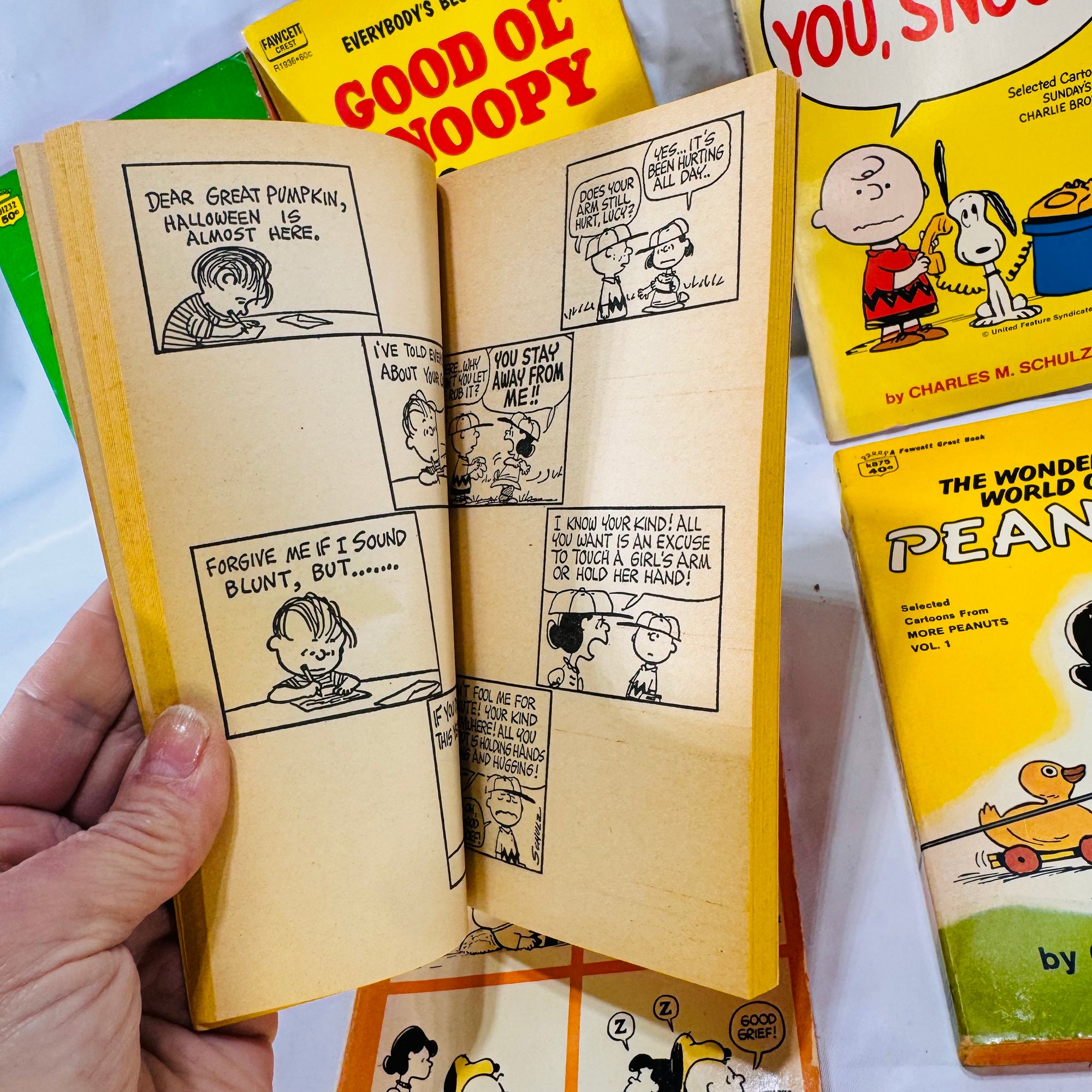 Seven Charlie Brown & Snoopy Cartoon Paperbacks by Charles M. Schulz (1954–1966), Fawcett Crest