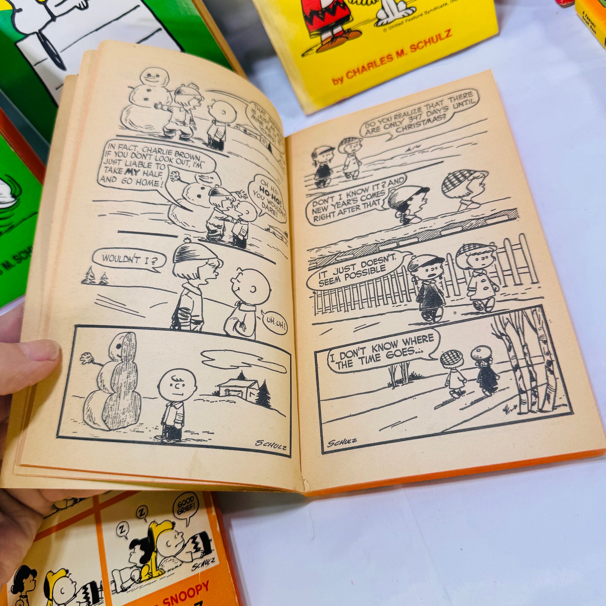 Seven Charlie Brown & Snoopy Cartoon Paperbacks by Charles M. Schulz (1954–1966), Fawcett Crest