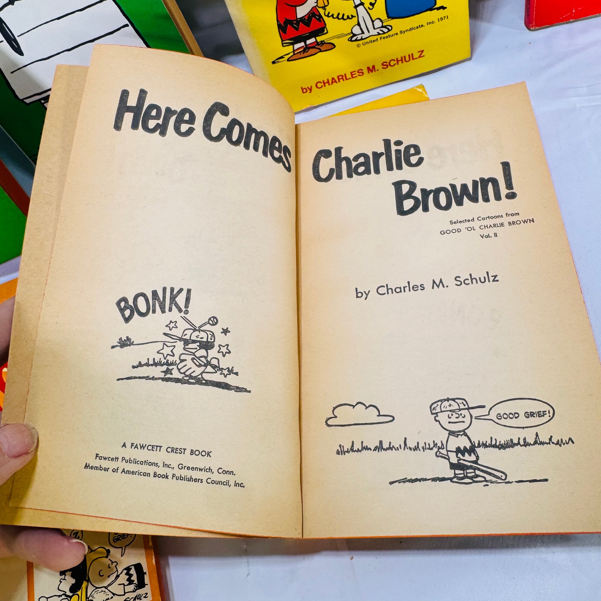 Seven Charlie Brown & Snoopy Cartoon Paperbacks by Charles M. Schulz (1954–1966), Fawcett Crest