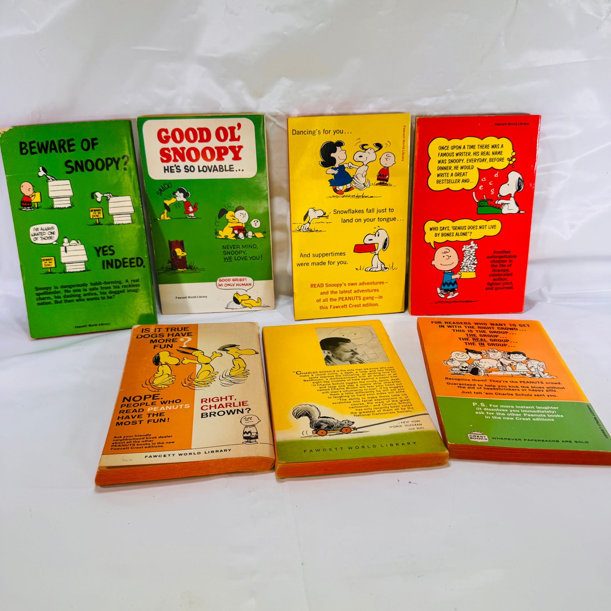 Seven Charlie Brown & Snoopy Cartoon Paperbacks by Charles M. Schulz (1954–1966), Fawcett Crest