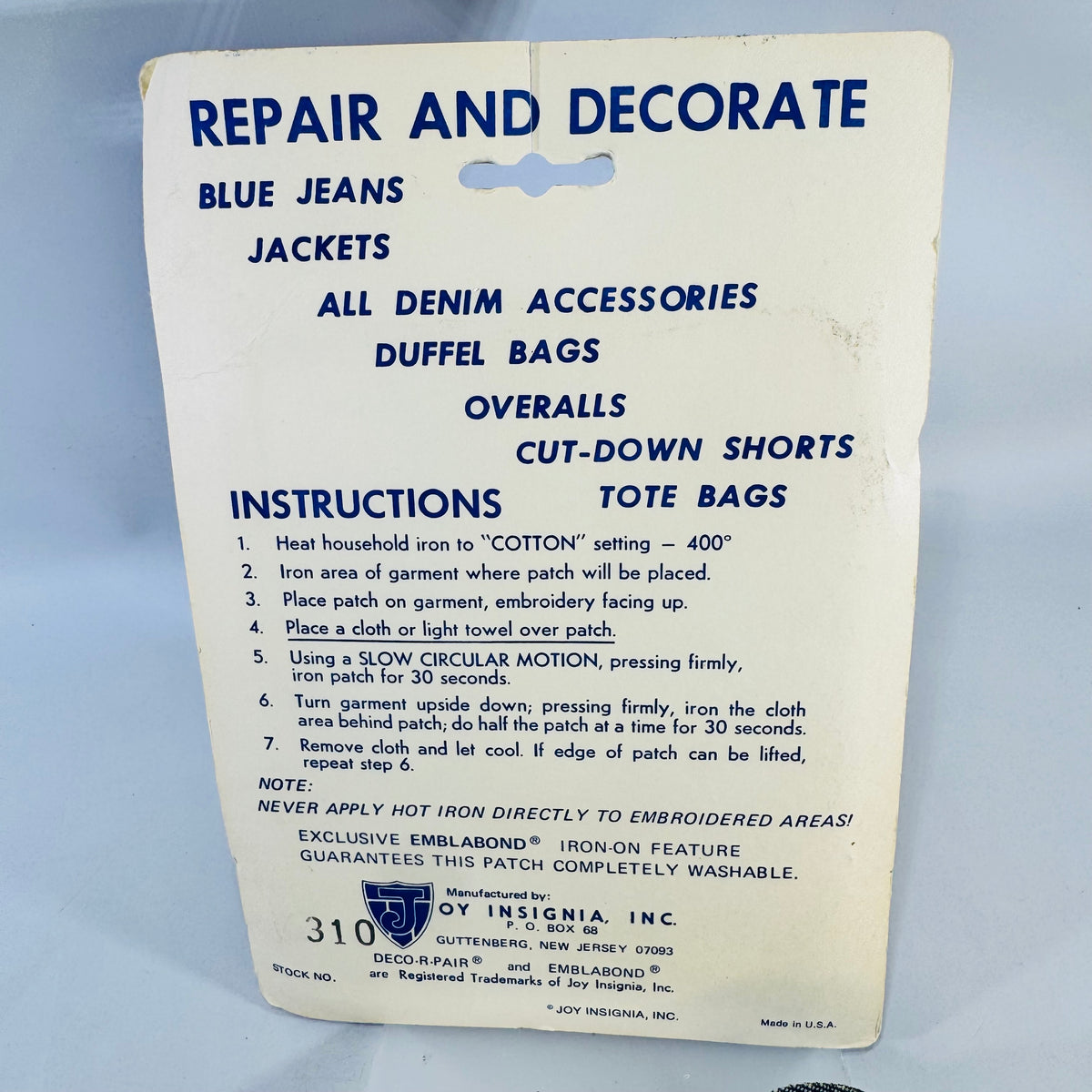 Deco-R-Pair Blue Jean Repair Patch Doll Set of 2 1970s